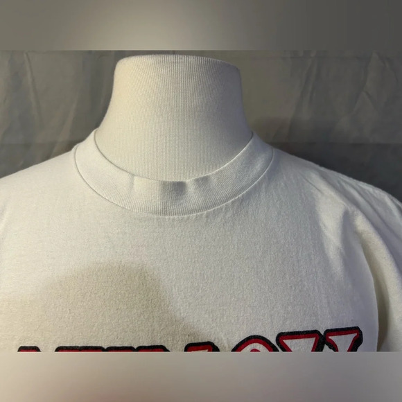 Vintage 90s Denmark Flag Logo single stitch Distressed T-Shirt size XL - Picture 6 of 7